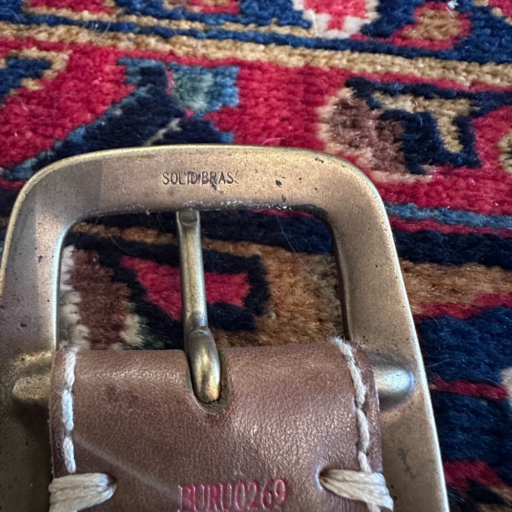 EUC! GORGEOUS! Studded olive-brown belt with brass buckle! - Picture 4 of 8